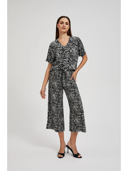 Moodo Viskózová košeľa so vzorom, čierna Moodo