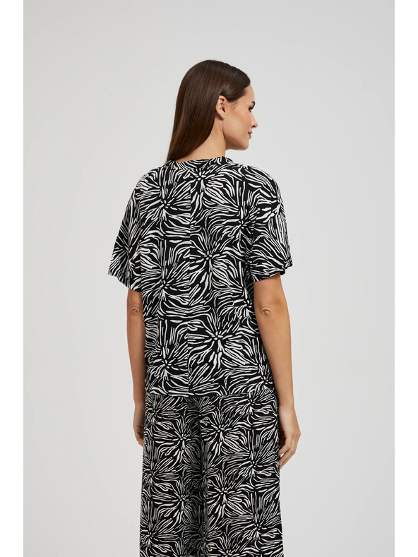 Moodo Viskózová košeľa so vzorom, čierna Moodo