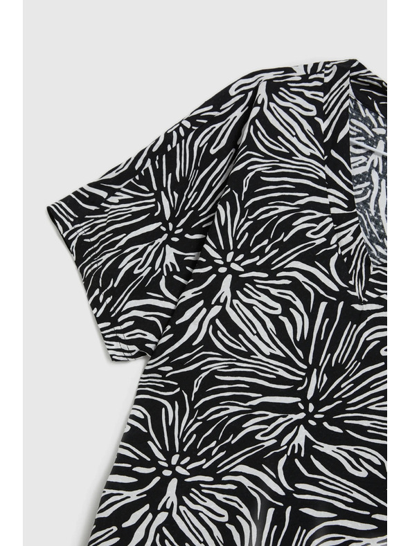 Moodo Viskózová košeľa so vzorom, čierna Moodo