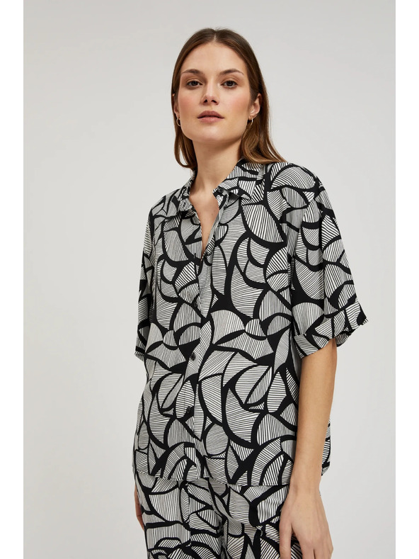 Moodo Viskózová košeľa čierno-biela Moodo