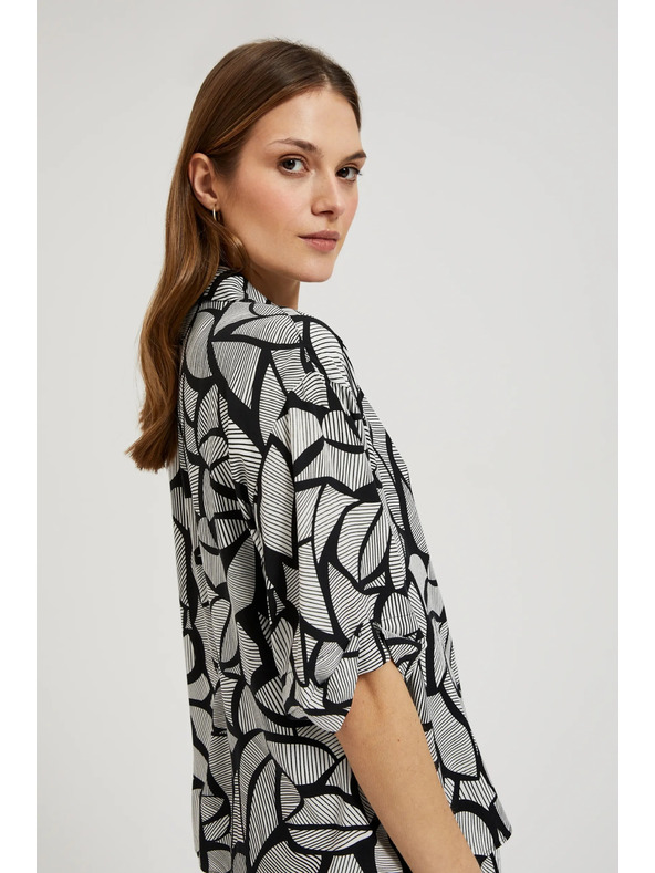 Moodo Viskózová košeľa čierno-biela Moodo