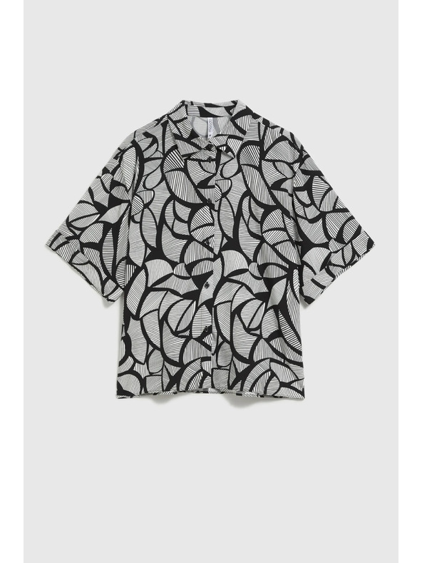 Moodo Viskózová košeľa čierno-biela Moodo