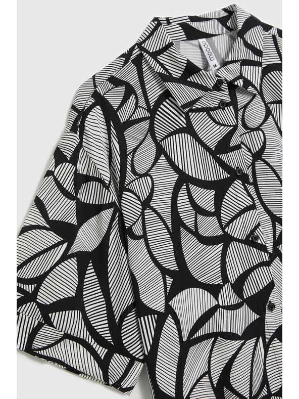 Moodo Viskózová košeľa čierno-biela Moodo