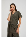 Moodo Košeľa so V-výstrihom a krátkymi rukávmi, olivová Moodo