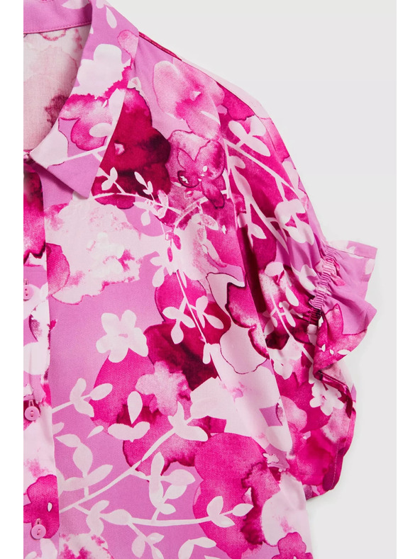 Moodo Ružová košeľa s kvetinovým vzorom Moodo