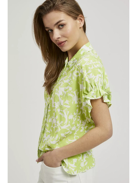 Moodo Zelená košeľa so zriaseným rukávom Moodo