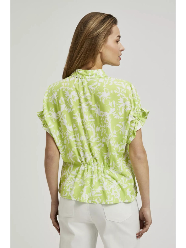 Moodo Zelená košeľa so zriaseným rukávom Moodo