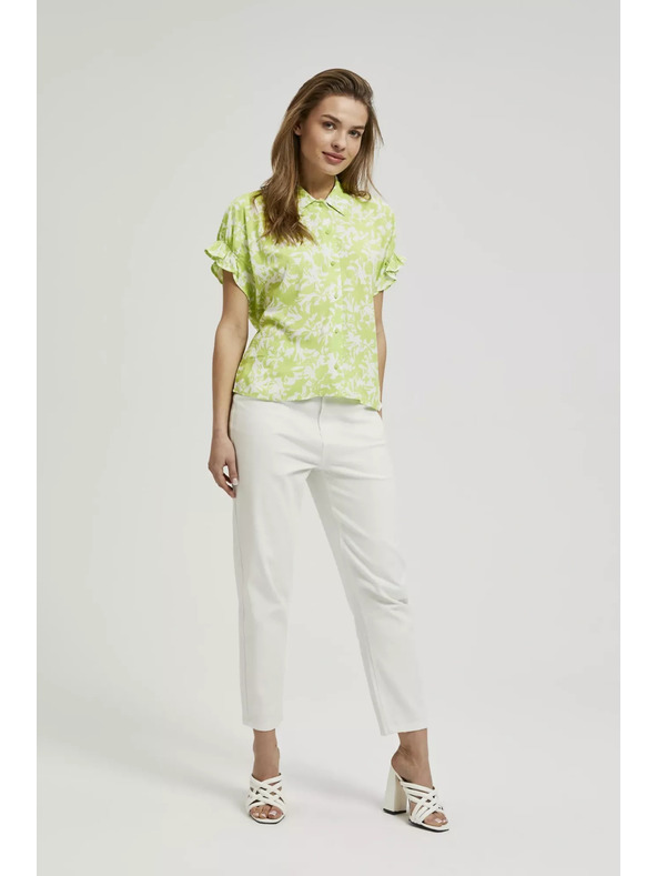 Moodo Zelená košeľa so zriaseným rukávom Moodo