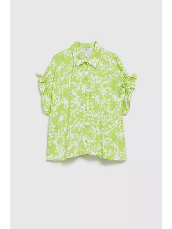 Moodo Zelená košeľa so zriaseným rukávom Moodo