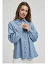 Moodo Modrá lyocellová košeľa s golierom na gombíky Moodo
