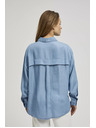 Moodo Modrá lyocellová košeľa s golierom na gombíky Moodo