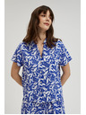Moodo Modrá košeľa s golierom a rastlinným vzorom Moodo