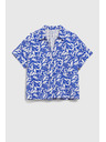 Moodo Modrá košeľa s golierom a rastlinným vzorom Moodo