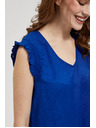 Moodo Modrá košeľa s volánmi na ramenách Moodo