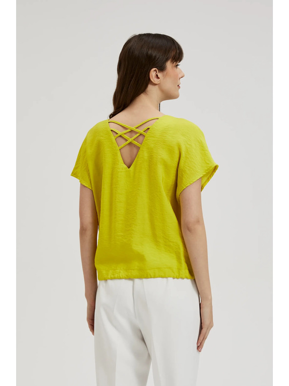 Moodo Košeľa so V-výstrihom a viazaním v páse, limetkové Moodo