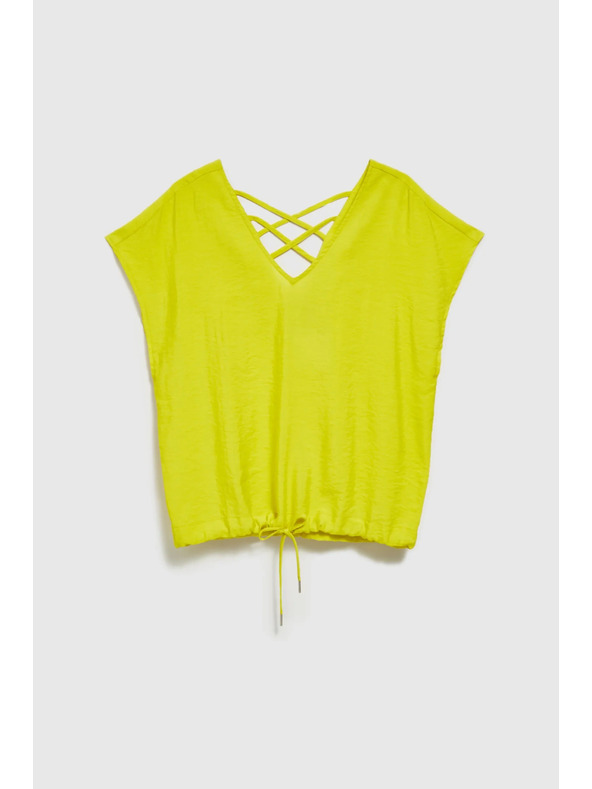 Moodo Košeľa so V-výstrihom a viazaním v páse, limetkové Moodo