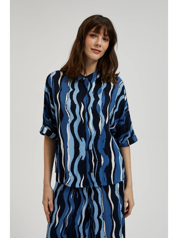 Moodo Vzorovaná košeľa s krátkymi rukávmi modrá Moodo