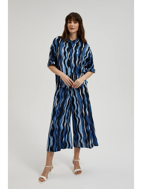 Moodo Vzorovaná košeľa s krátkymi rukávmi modrá Moodo