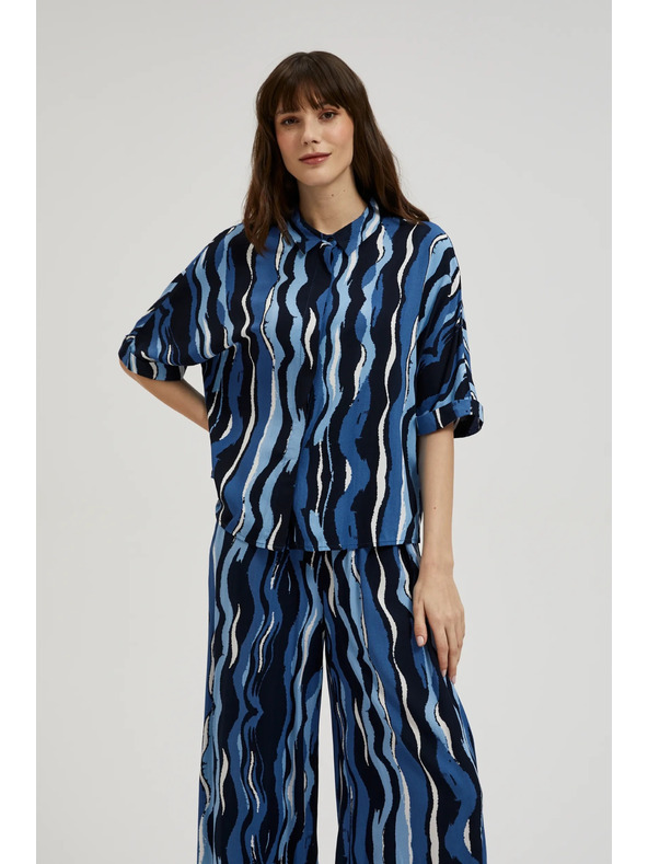 Moodo Vzorovaná košeľa s krátkymi rukávmi modrá Moodo