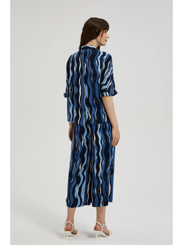 Moodo Vzorovaná košeľa s krátkymi rukávmi modrá Moodo