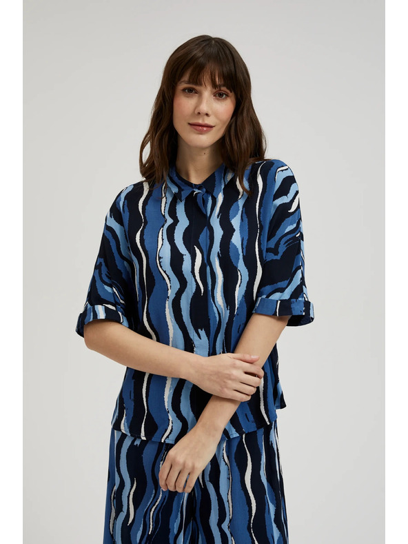 Moodo Vzorovaná košeľa s krátkymi rukávmi modrá Moodo