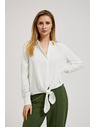 Moodo Košeľa s dlhými rukávmi a viazaním biela Moodo
