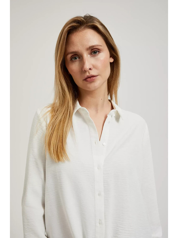 Moodo Košeľa s dlhými rukávmi a viazaním biela Moodo