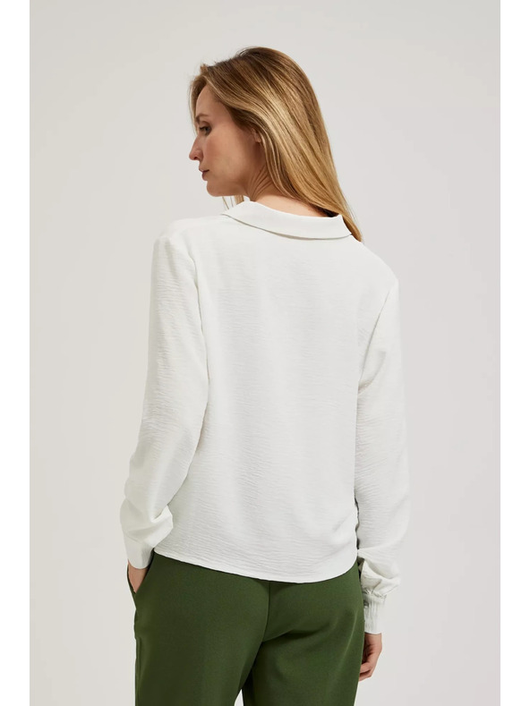 Moodo Košeľa s dlhými rukávmi a viazaním biela Moodo