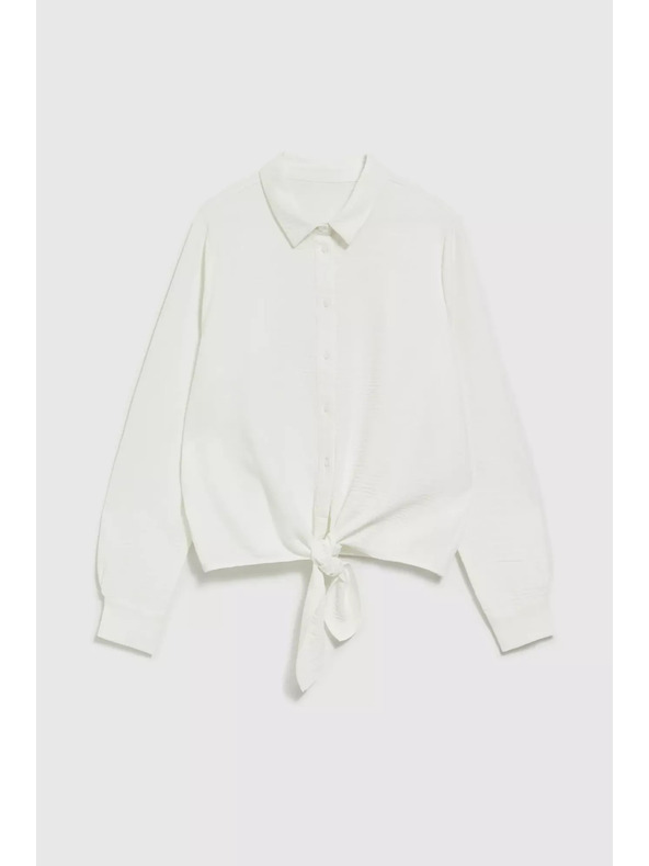 Moodo Košeľa s dlhými rukávmi a viazaním biela Moodo