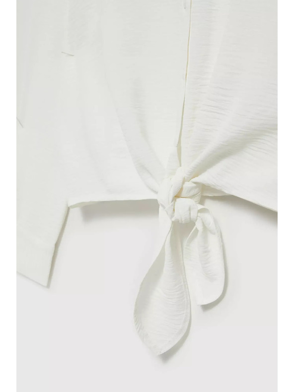 Moodo Košeľa s dlhými rukávmi a viazaním biela Moodo