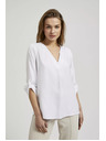 Moodo Košeľa s výstrihom do V a vyhrnutými rukávmi biela Moodo