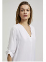Moodo Košeľa s výstrihom do V a vyhrnutými rukávmi biela Moodo