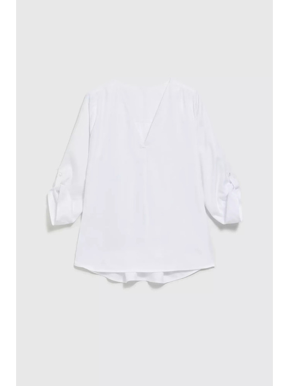 Moodo Košeľa s výstrihom do V a vyhrnutými rukávmi biela Moodo