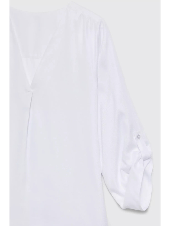 Moodo Košeľa s výstrihom do V a vyhrnutými rukávmi biela Moodo