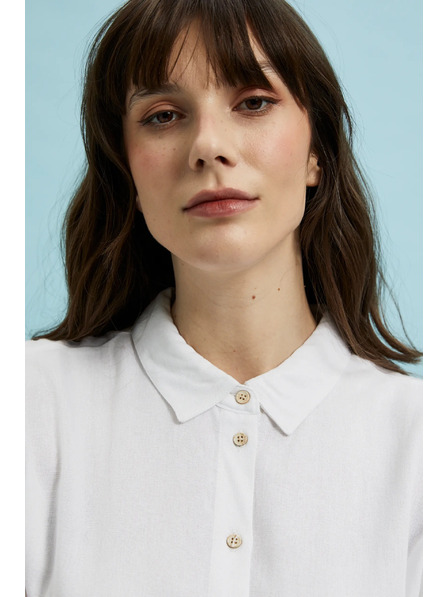 Moodo Biela košeľa s krátkymi a širokými rukávmi Moodo