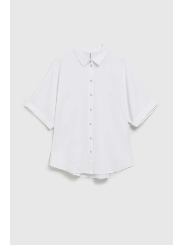 Moodo Biela košeľa s krátkymi a širokými rukávmi Moodo