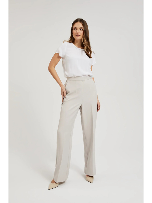 Moodo Biela košeľa zdobená korálkami na výstrihu Moodo