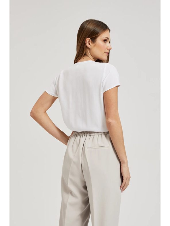 Moodo Biela košeľa zdobená korálkami na výstrihu Moodo