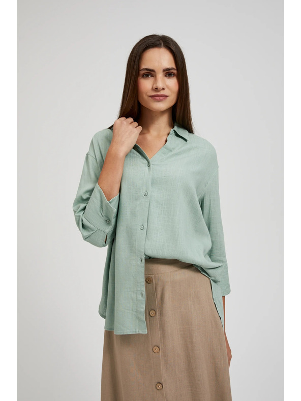 Moodo Ľanená košeľa olivová Moodo