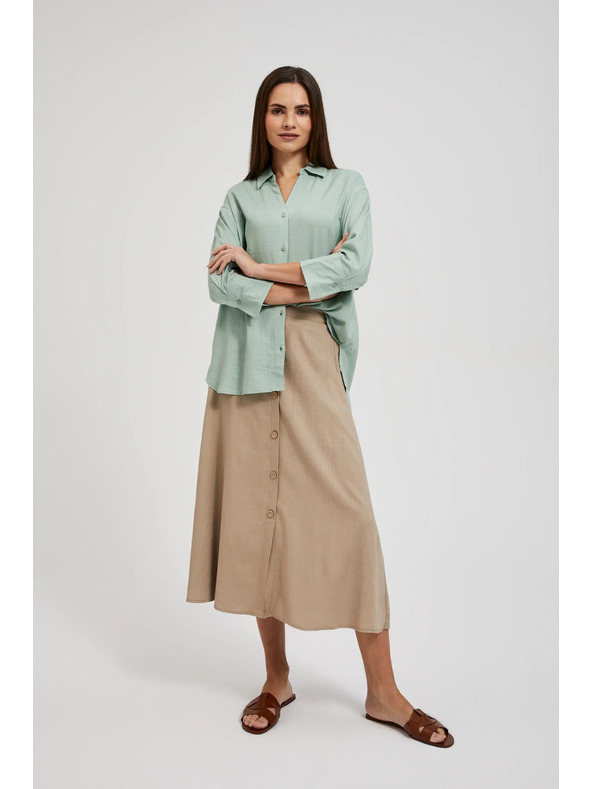 Moodo Ľanená košeľa olivová Moodo