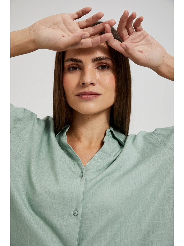 Moodo Ľanená košeľa olivová Moodo