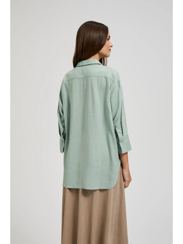 Moodo Ľanená košeľa olivová Moodo