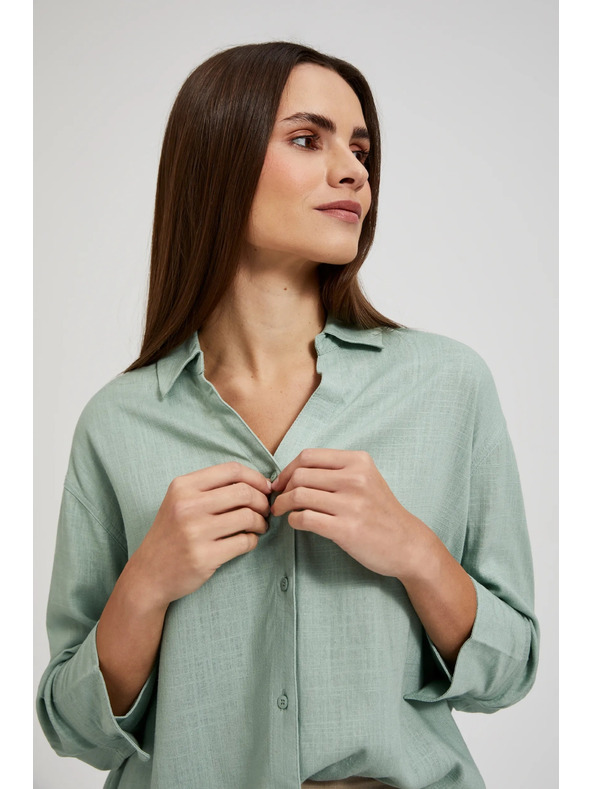 Moodo Ľanená košeľa olivová Moodo