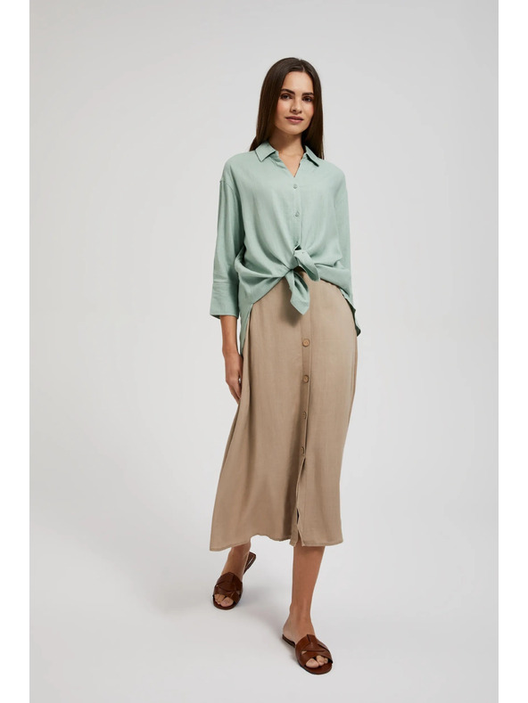 Moodo Ľanená košeľa olivová Moodo