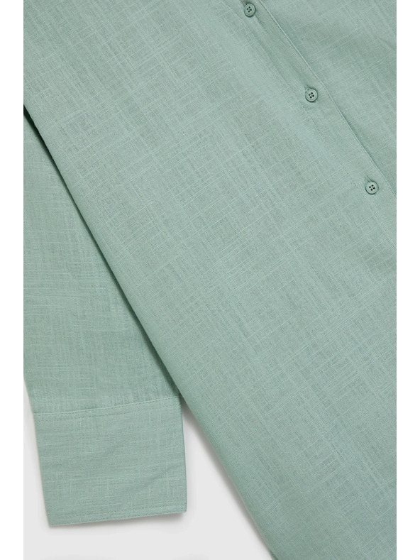 Moodo Ľanená košeľa olivová Moodo