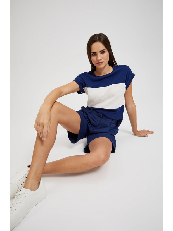 Moodo Tmavo modré šortky po kolená Moodo