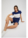 Moodo Tmavo modré šortky po kolená Moodo