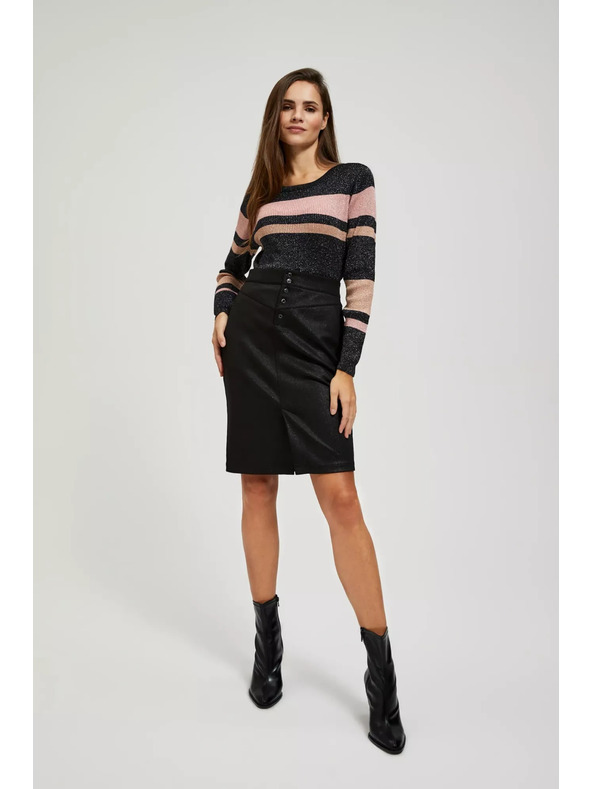 Moodo Tužková sukňa s ozdobnými gombíkmi čierna Moodo