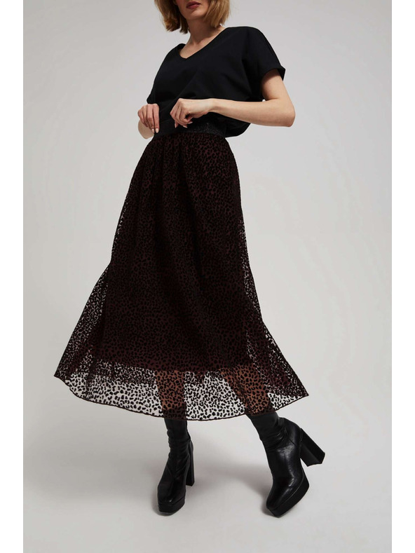 Moodo Rozšírená midi sukňa gaštanová Moodo