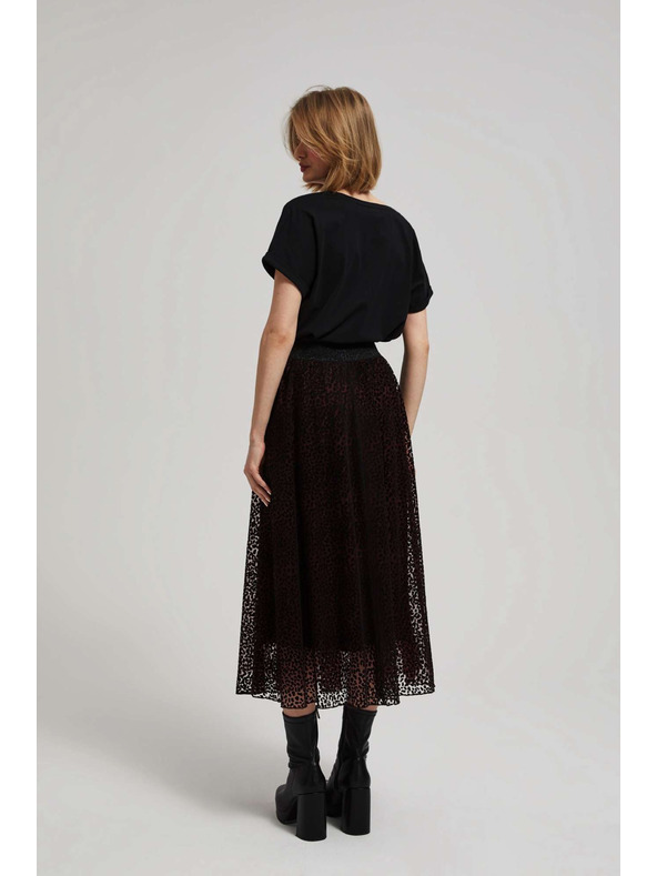 Moodo Rozšírená midi sukňa gaštanová Moodo